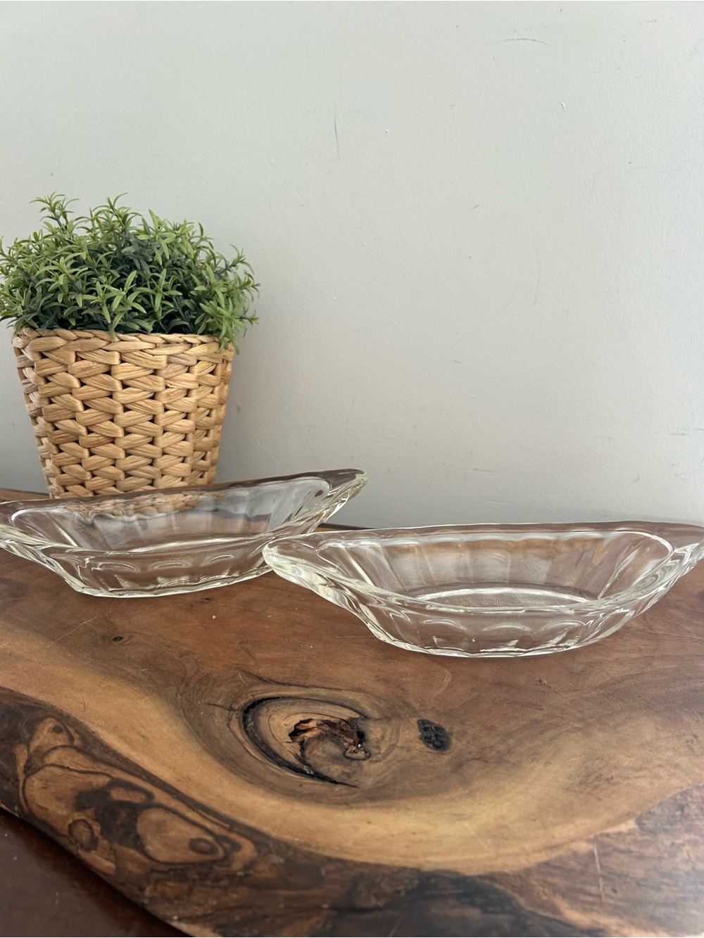 Set of 2 Vintage Libby Glass Banana Split Boats Ice Cream Sundae Dessert Dishes